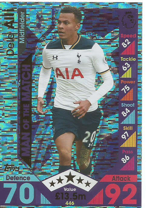 DELE ALLI - MATCH ATTAX 2016/2017 - "MAN of the MATCH" FOIL CARD