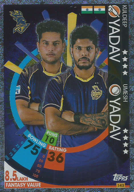 YADAV/YADAV - IPL CRICKET ATTAX 2017/18 -  SILVER "DUO" TRADING CARD 143