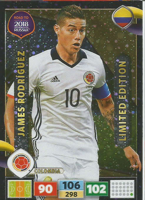 JAMES RODRIGUEZ - PANINI "Road to WORLD CUP 2018" - "LIMITED EDITION"  FOIL TRADING CARD