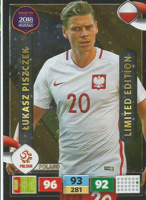 LUKASZ PISZCZEK - PANINI "Road to WORLD CUP 2018" - "LIMITED EDITION"  FOIL TRADING CARD