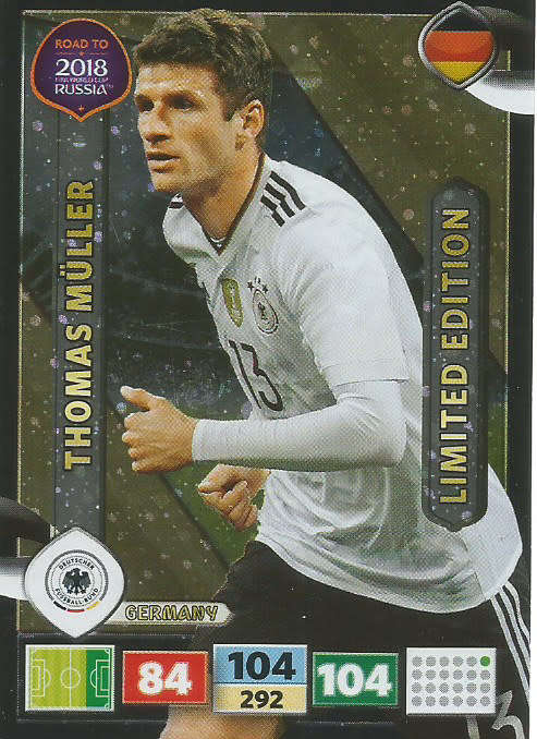 THOMAS MULLER - PANINI "Road to WORLD CUP 2018" - "LIMITED EDITION"  FOIL TRADING CARD