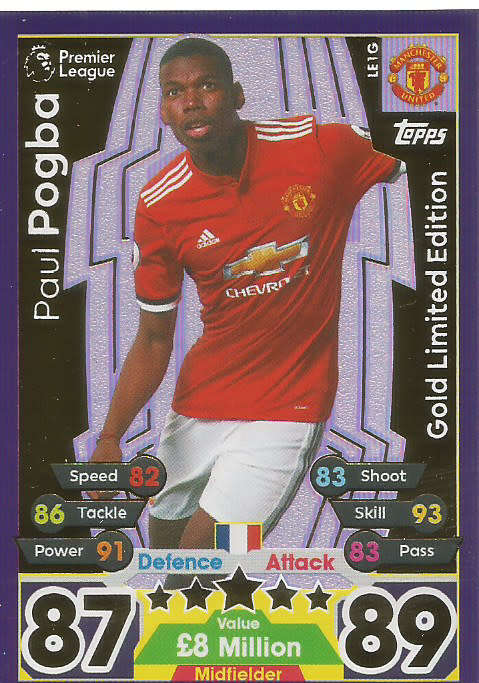 PAUL POGBA - MATCH ATTAX 2017/18 -  "GOLD LIMITED EDITION" TRADING CARD