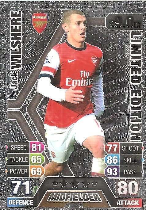MATCH ATTAX 2013/14 - JACK WILSHERE `SILVER LIMITED EDITION` CARD