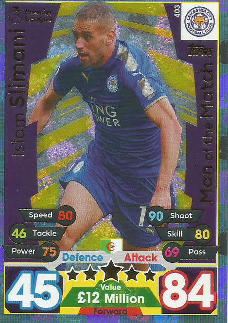 ISLAM SLIMANI  - MATCH ATTAX 2017/18 - GOLD "MAN of the MATCH" TRADING CARD 403