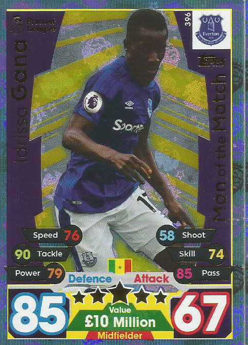 IDRIS GANA  - MATCH ATTAX 2017/18 - GOLD "MAN of the MATCH" TRADING CARD 396