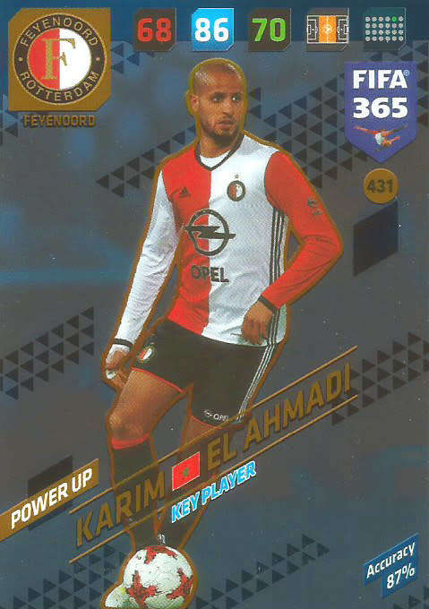 KARIM EL AHMADI - FIFA 365 2018 EDITION - PANINI 2018 - BLUE FOIL `KEY PLAYER` TRADING CARD 431