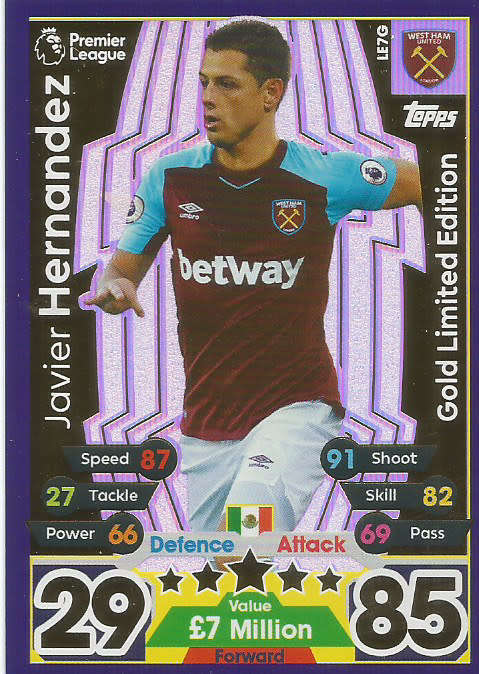 JAVIER HERNANDEZ - MATCH ATTAX 2017/18 -  "GOLD LIMITED EDITION" TRADING CARD