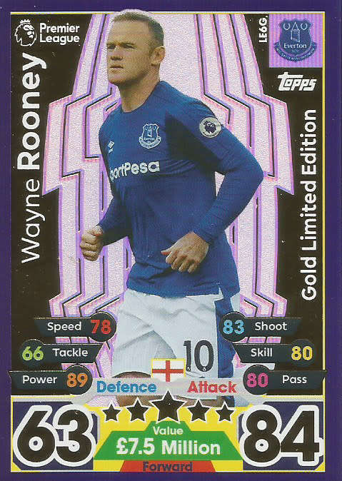 WAYNE ROONEY - MATCH ATTAX 2017/18 -  "GOLD LIMITED EDITION" TRADING CARD