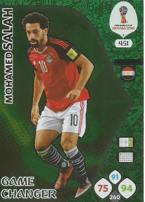 MOHAMED SALAH - PANINI FIFA WORLD CUP 2018 RUSSIA -  "GAME CHANGER" FOIL CARD 451