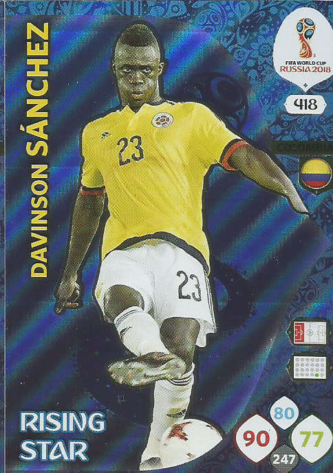 DAVINSON SANCHEZ - PANINI FIFA WORLD CUP 2018 RUSSIA -  "RISING STAR" FOIL TRADING CARD 418
