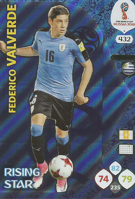 FEDERICO VALVERDE - PANINI FIFA WORLD CUP 2018 RUSSIA -  "RISING STAR" FOIL TRADING CARD 432