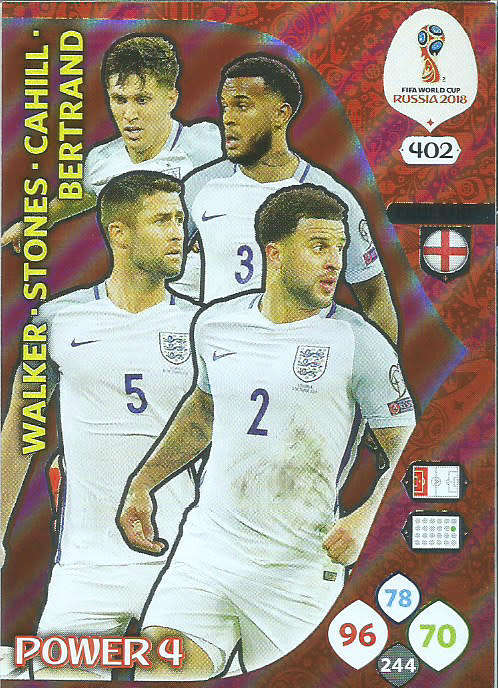ENGLAND - PANINI FIFA WORLD CUP 2018 RUSSIA -  "POWER 4" FOIL TRADING CARD 402