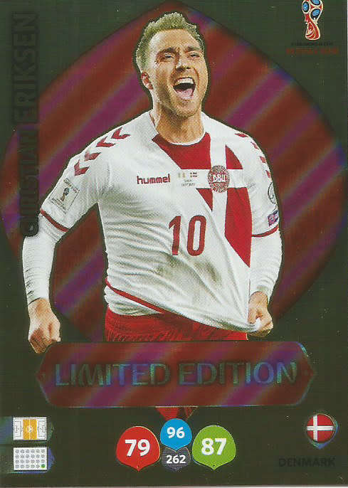 CHRISTIAN ERIKSEN - PANINI FIFA WORLD CUP 2018 RUSSIA - GOLD  "LIMITED EDITION" FOIL TRADING CARD