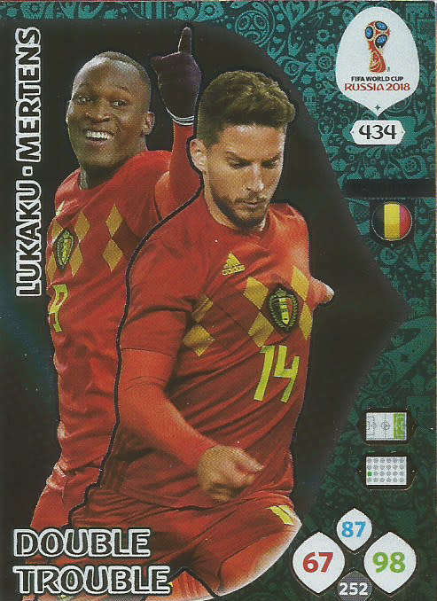 LUKAKU/MERTENS - PANINI FIFA WORLD CUP 2018 RUSSIA - BELGIUM "DOUBLE TROUBLE" FOIL CARD 434