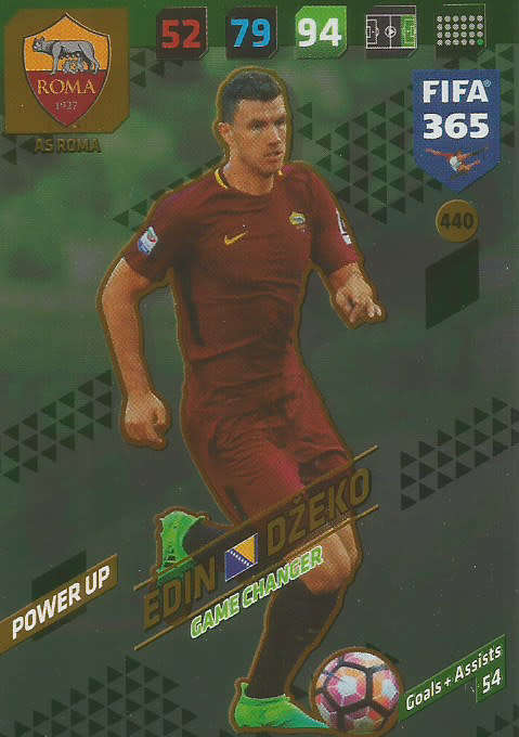EDIN DZEKO - FIFA 365 2018 EDITION - PANINI 2018 - GREEN FOIL `GAME CHANGER` TRADING CARD 440