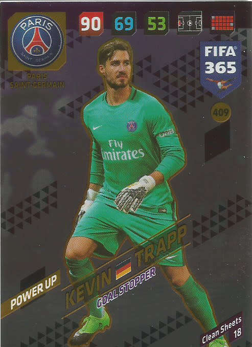 KEVIN TRAPP - FIFA 365 2018 EDITION - PANINI 2018 - PURPLE FOIL `GOAL STOPPER` TRADING CARD 409