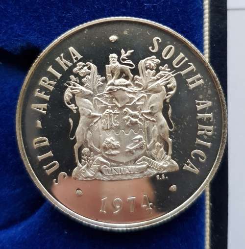 SA MINT - R1 SILVER UNCIRCULATED 1974 - "COMMEMORATIVE 1974"