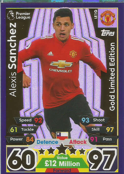 ALEXIS SANCHEZ - MATCH ATTAX EXTRA 2018 -  "GOLD LIMITED EDITION" TRADING CARD