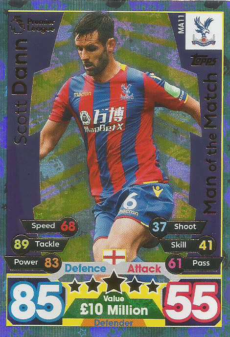 SCOTT DANN  - MATCH ATTAX "EXTRA"  2018 - GOLD "MAN of the MATCH" TRADING CARD MA11