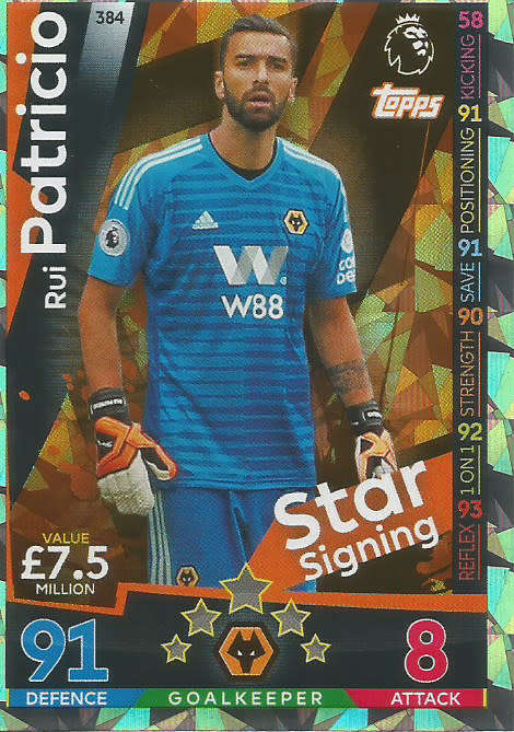 RUI PATRICIO - MATCH ATTAX 2018/2019 - SILVER "STAR SIGNING" TRADING CARD