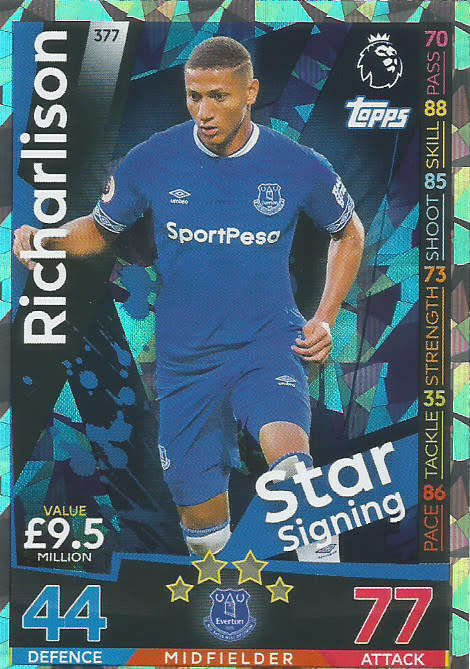 RICHARLISON - MATCH ATTAX 2018/2019 - SILVER "STAR SIGNING" TRADING CARD