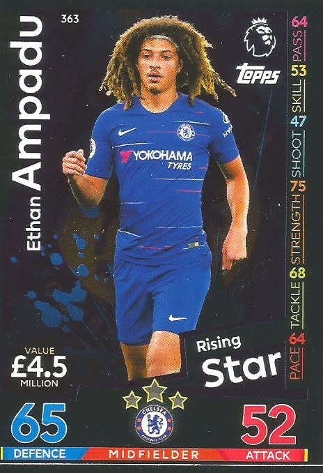 ETHAN AMPADU - MATCH ATTAX 2018/2019 - SILVER "RISING STAR" TRADING CARD