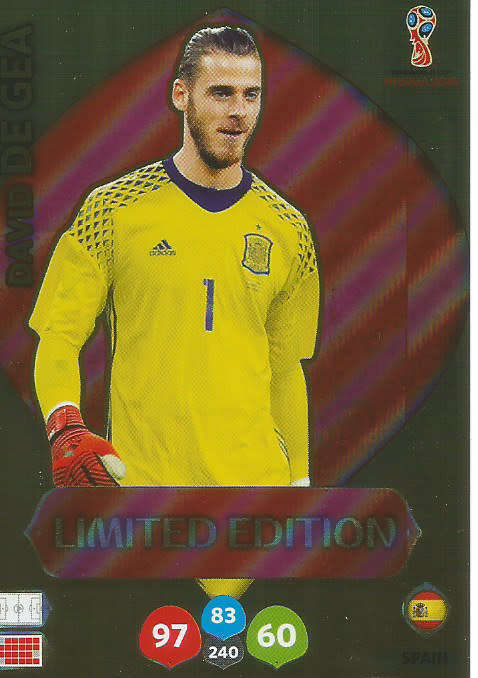 DAVID DE GEA - PANINI FIFA WORLD CUP 2018 RUSSIA - GOLD  "LIMITED EDITION" FOIL TRADING CARD