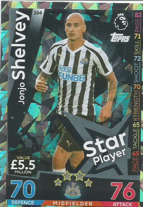 JONJO SHELVEY - MATCH ATTAX 2018/2019 - SILVER "STAR PLAYER" TRADING CARD