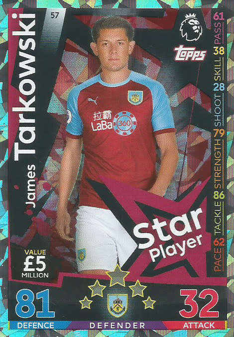 JAMES TARKOWSKI - MATCH ATTAX 2018/2019 - SILVER "STAR PLAYER" TRADING CARD