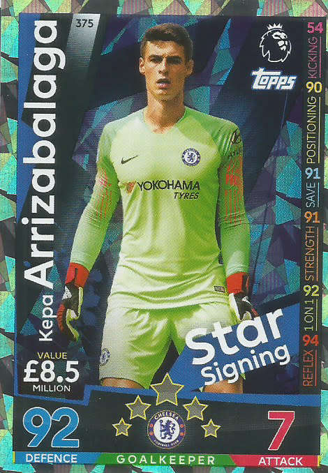 KEPA ARRIZABALAGA - MATCH ATTAX 2018/2019 - SILVER "STAR SIGNING" TRADING CARD
