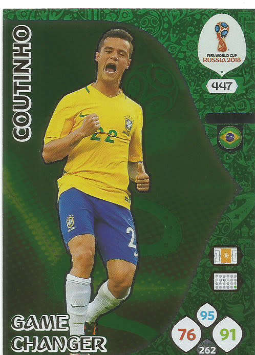 PHILLIPE COUTINHO - PANINI FIFA WORLD CUP 2018 RUSSIA -  `GAME CHANGER` FOIL CARD 447