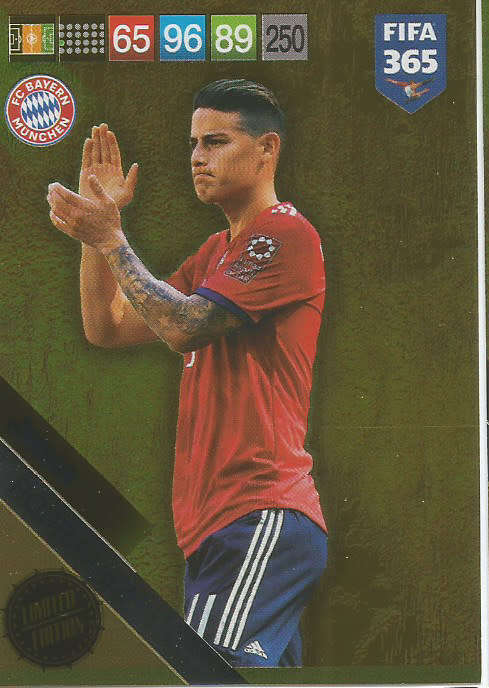 JAMES RODRIGUEZ - FIFA 365 2019 EDITION - PANINI 2019 - GOLD FOIL `LIMITED EDITION` TRADING CARD