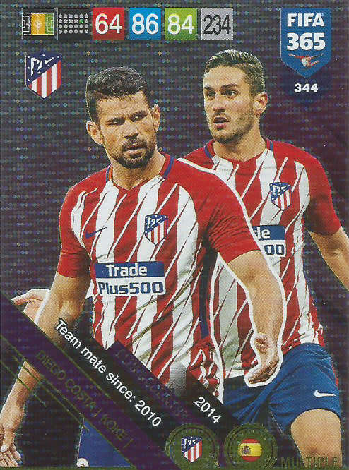 ATLETICO MADRID  - FIFA 365 2019 EDITION - PANINI 2019 - FOIL `MULTIPLE` TRADING CARD 344