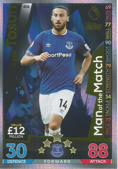 CENK TOSUN - MATCH ATTAX 2018/2019 - GOLD "MAN of the MATCH" TRADING CARD 408