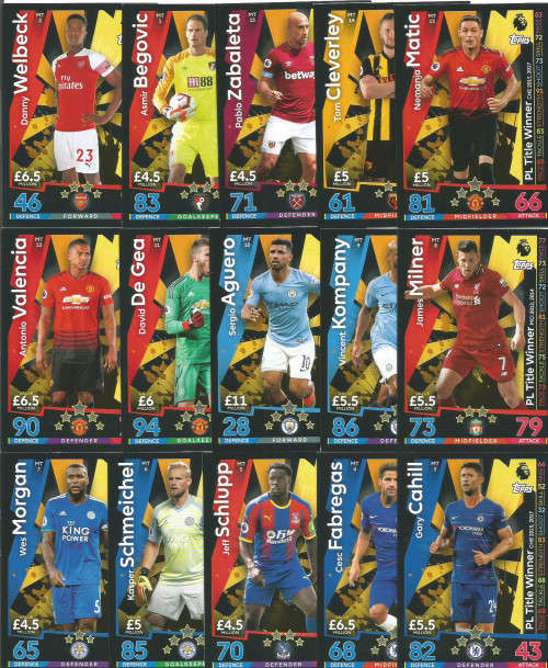 PL TITLE WINNERS - MATCH ATTAX 2018/2019 - FULL SET 15 "PL TITLE WINNERS" TRADING CARD MT1 to MT15