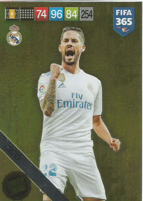 ISCO - FIFA 365 2019 EDITION - PANINI 2019 - GOLD FOIL `LIMITED EDITION` TRADING CARD