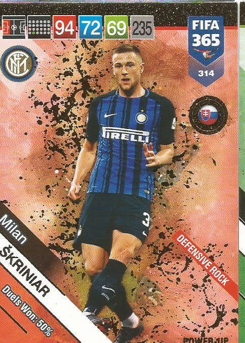 MILAN SKRINIAR - FIFA 365 2019 EDITION - PANINI 2019 - GOLD FOIL `DEFENSIVE ROCK` TRADING CARD 314