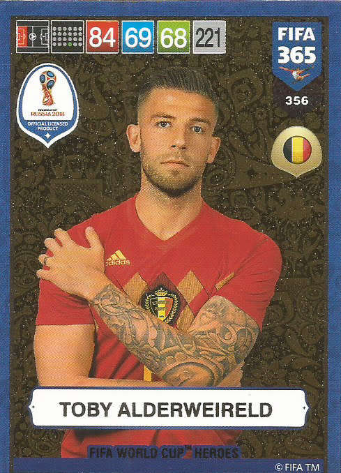 TOBY ALDERWEIRELD - FIFA 365 2019 EDITION - PANINI 2019 - GOLD FOIL `W/CUP HEROES` TRADING CARD 356