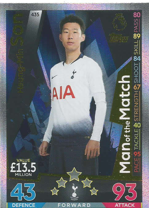 HEUNG MIN SON - MATCH ATTAX 2018/2019 - GOLD "MAN of the MATCH" TRADING CARD 435