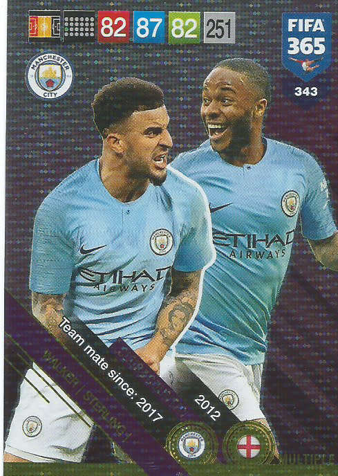 MANCHESTER CITY  - FIFA 365 2019 EDITION - PANINI 2019 - FOIL `MULTIPLE` TRADING CARD 343