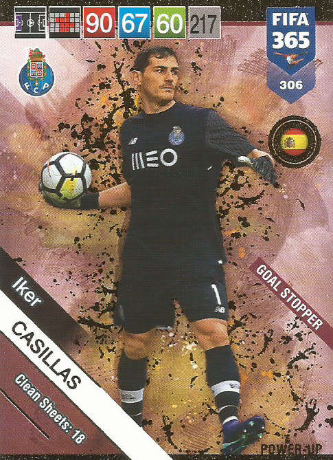 IKER CASILLAS - FIFA 365 2019 EDITION - PANINI 2019 - GOLD FOIL `GOAL STOPPER` TRADING CARD 306