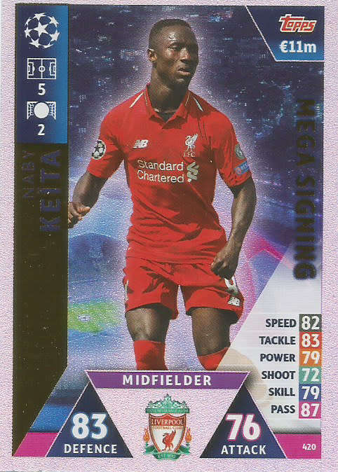 NABY KEITA - CHAMPIONS LEAGUE 2018/19 -  "MEGA SIGNING" FOIL TRADING CARD 420