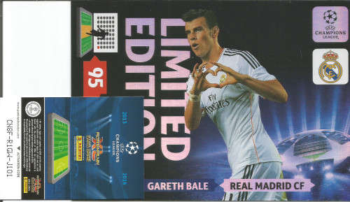 GARETH BALE- CHAMPIONS LEAGUE  2013/14 - EXTRA LARGE "LIMITED EDITION" CARD