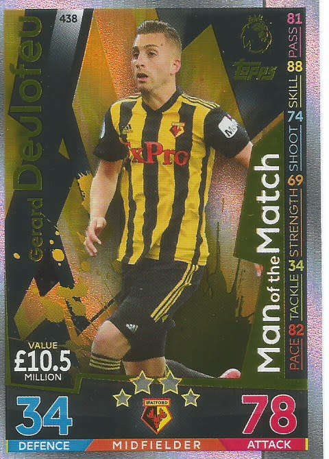 GERARD DEULOFEU - MATCH ATTAX 2018/2019 - GOLD "MAN of the MATCH" TRADING CARD 438