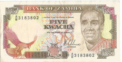 ZAMBIA - 5 KWACHA BANK NOTE - GOOD CONDITION
