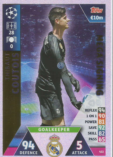 THIBAUT COURTOIS - CHAMPIONS LEAGUE 2018/19 -  "MEGA SIGNING" FOIL TRADING CARD 422