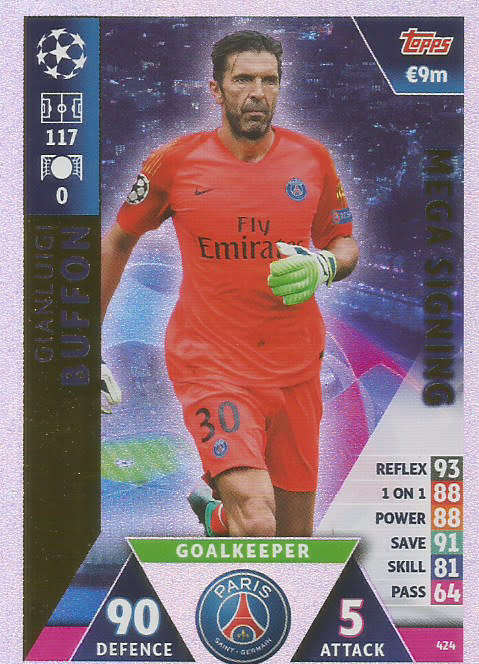 GIGI BUFFON - CHAMPIONS LEAGUE 2018/19 -  "MEGA SIGNING" FOIL TRADING CARD 424