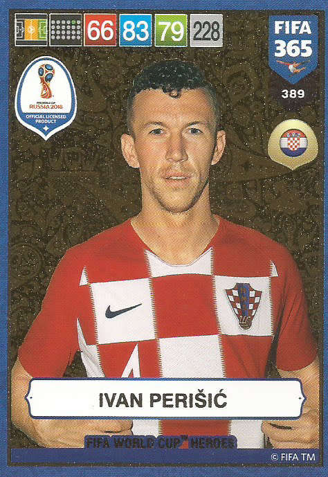 IVAN PERISIC - FIFA 365 2019 EDITION - PANINI 2019 - GOLD FOIL `W/CUP HEROES` TRADING CARD 389