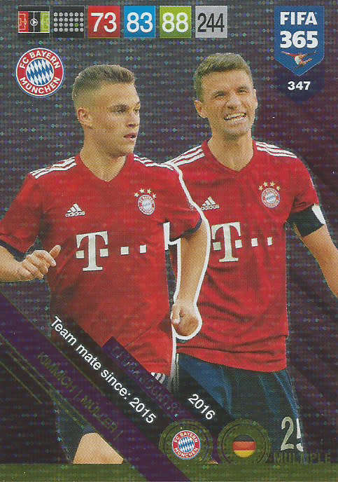 BAYERN MUNICH  - FIFA 365 2019 EDITION - PANINI 2019 - FOIL `MULTIPLE` TRADING CARD 347