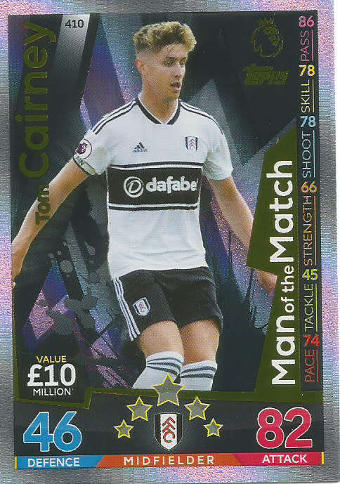 TOM CARNEY - MATCH ATTAX 2018/2019 - GOLD "MAN of the MATCH" TRADING CARD 410